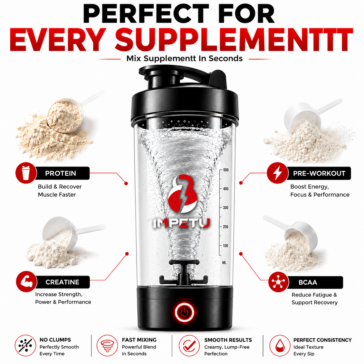IMPETU Electric Protein Shaker Bottle