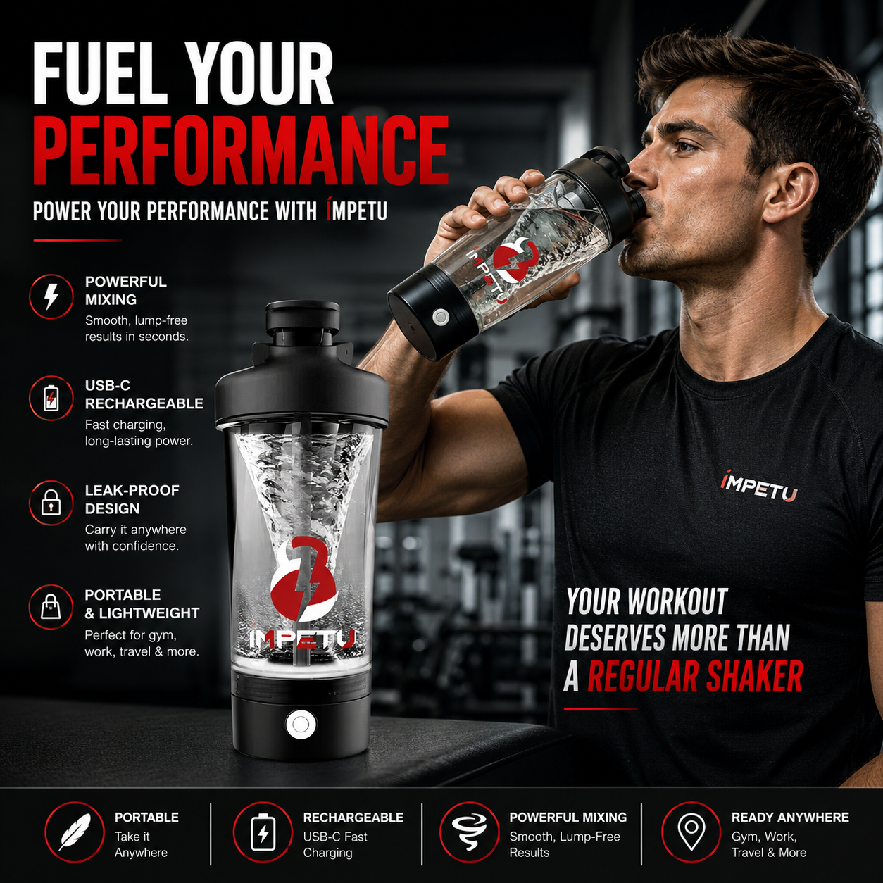 IMPETU Electric Protein Shaker Bottle