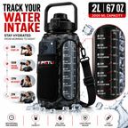 IMPETU 2L Motivational Water Bottle with Sleeve