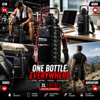 IMPETU 2L Motivational Water Bottle with Sleeve