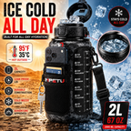 IMPETU 2L Motivational Water Bottle with Sleeve