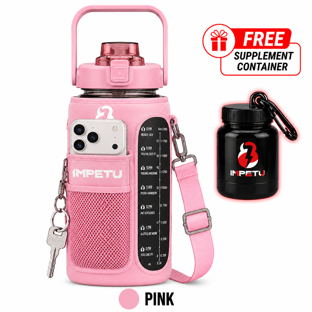 IMPETU 2L Motivational Water Bottle with Sleeve