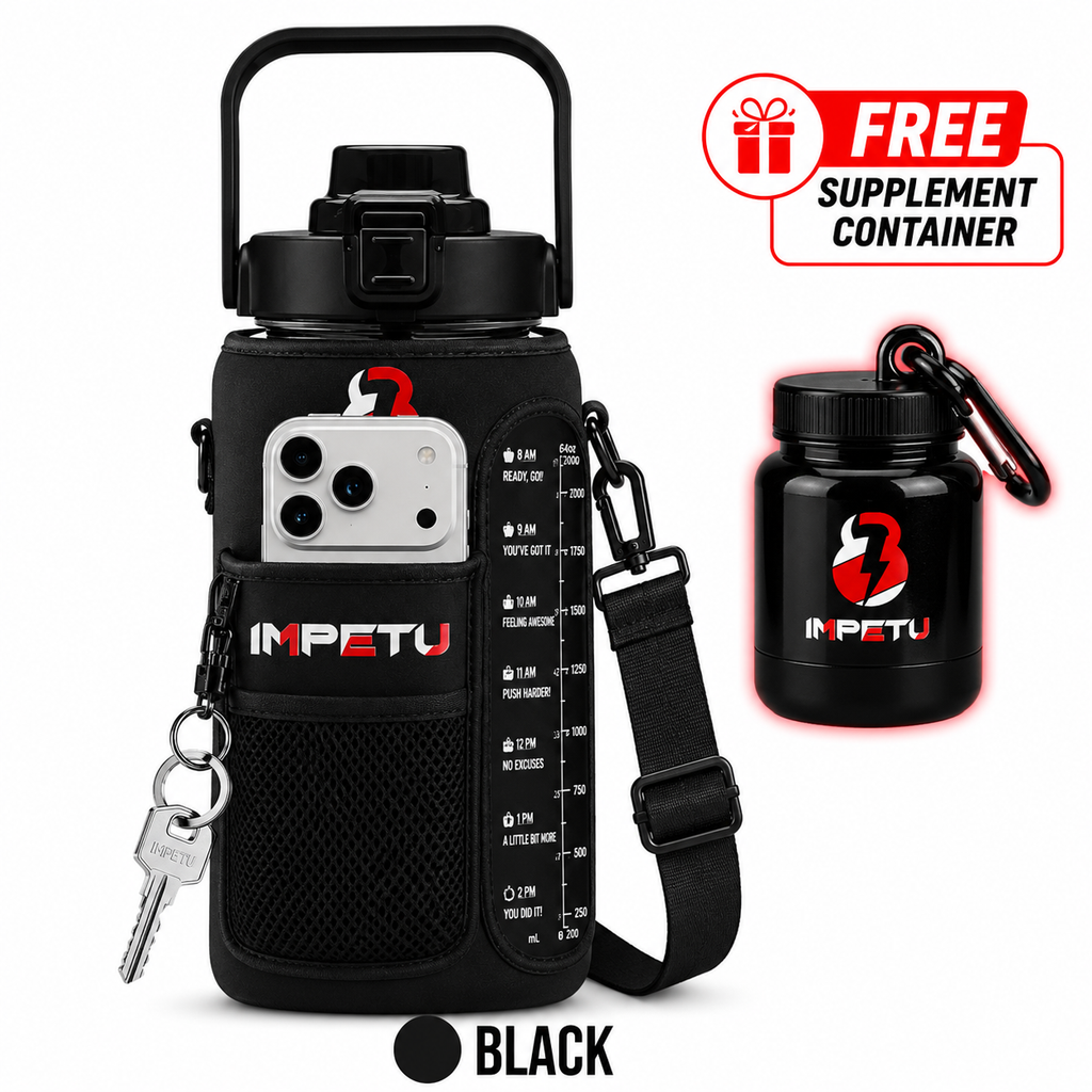 IMPETU 2L Motivational Water Bottle with Sleeve