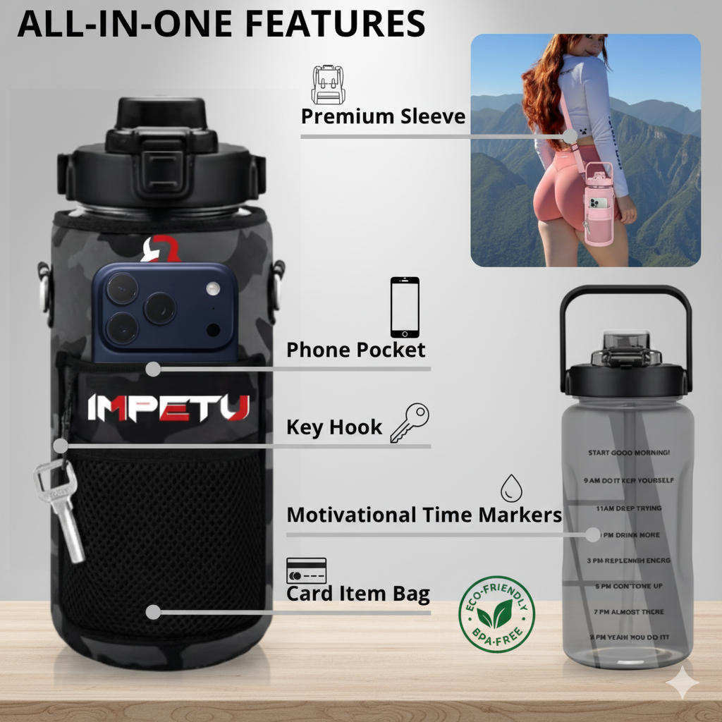 IMPETU 2L Sport Water Bottle with Sleeve